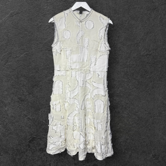 White &  Cream Sleeveless Minimalist Dress Chic Unique NWT Size 10 H&M Studio - Picture 1 of 16